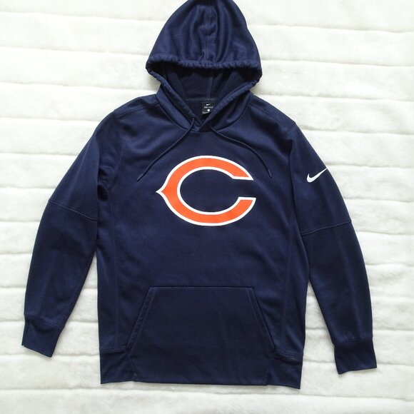 Nike Men's Chicago Bears Hoodie Sweatshirt Blue Large Dri-Fit Kangaroo Pouch - Picture 1 of 7